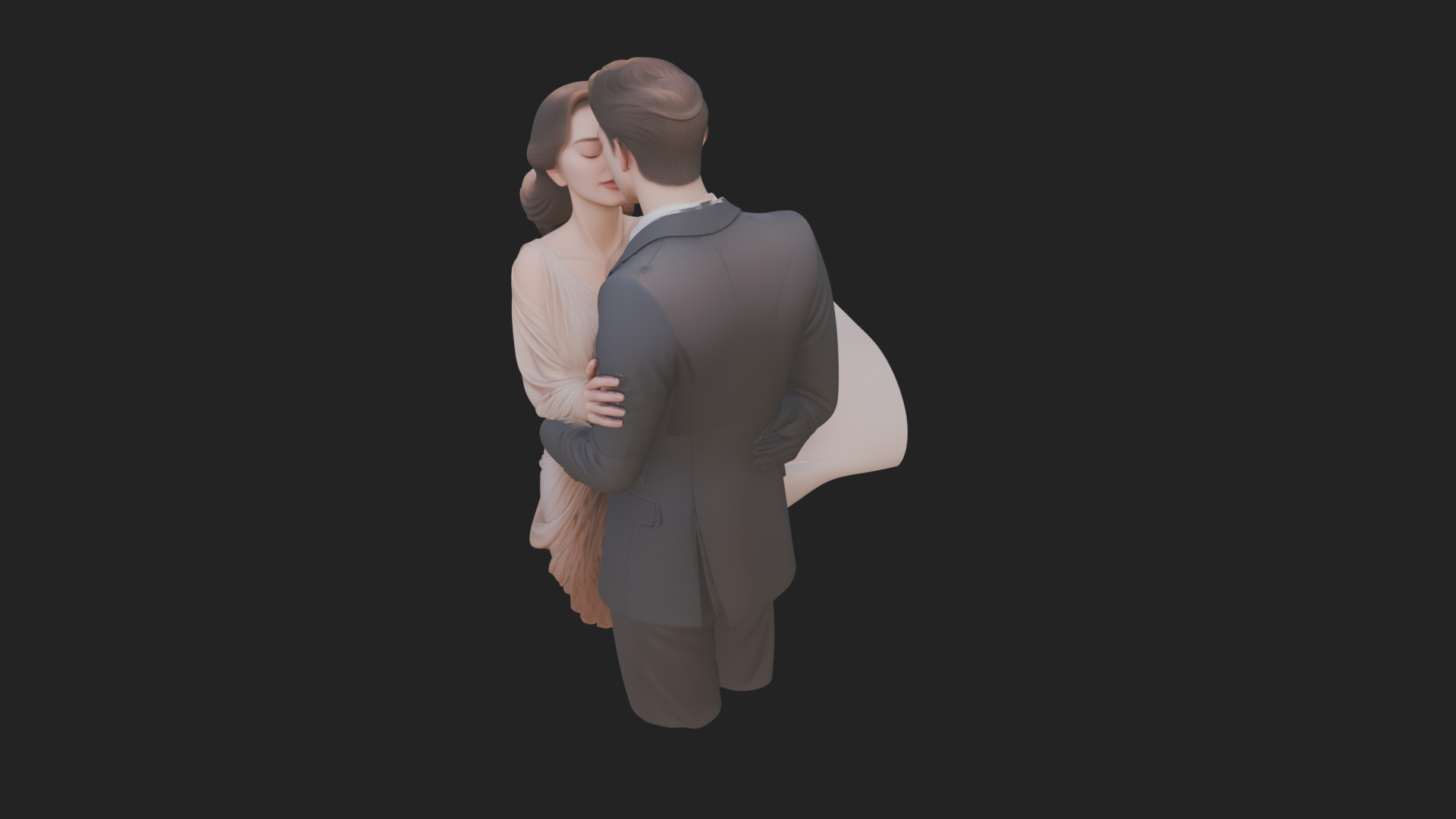 Ballroom Dancing Couple Statue Design 5 3D Print Model 3D Model