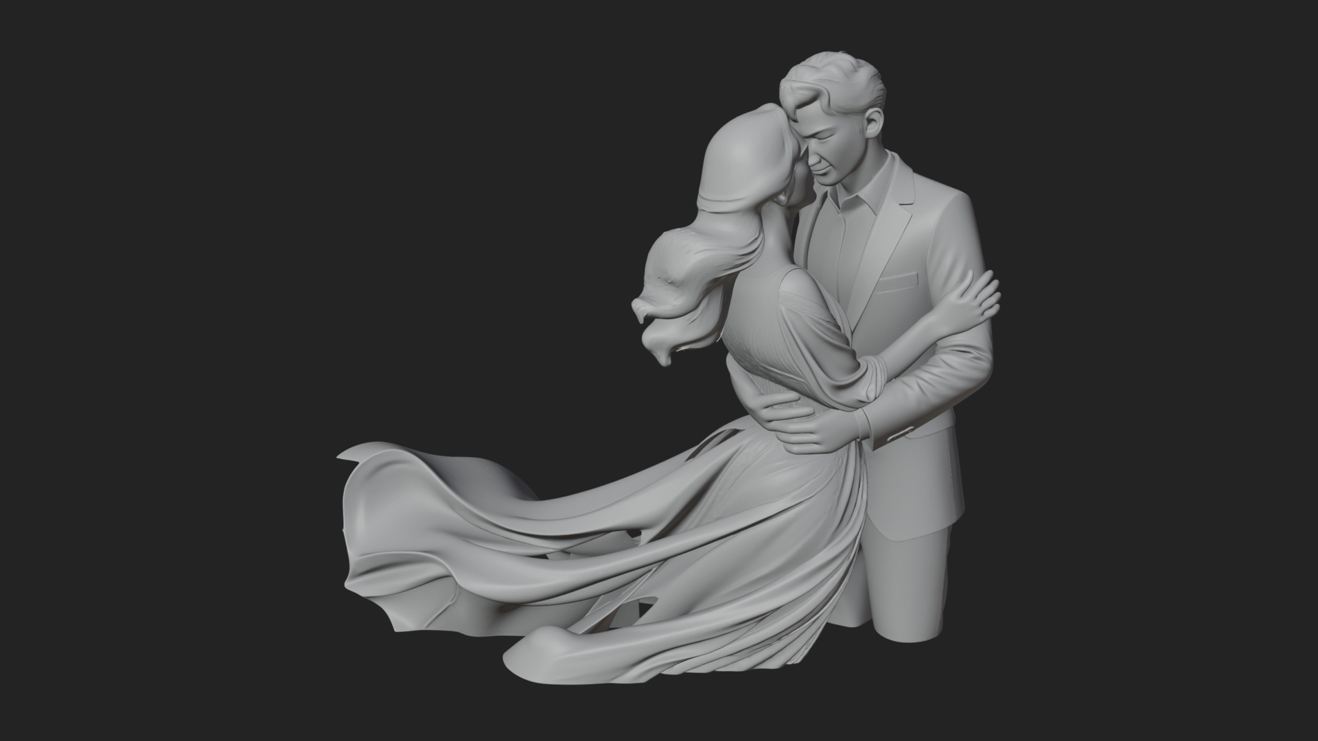 Ballroom Dancing Couple Statue Design 5 3D Print Model 3D Model