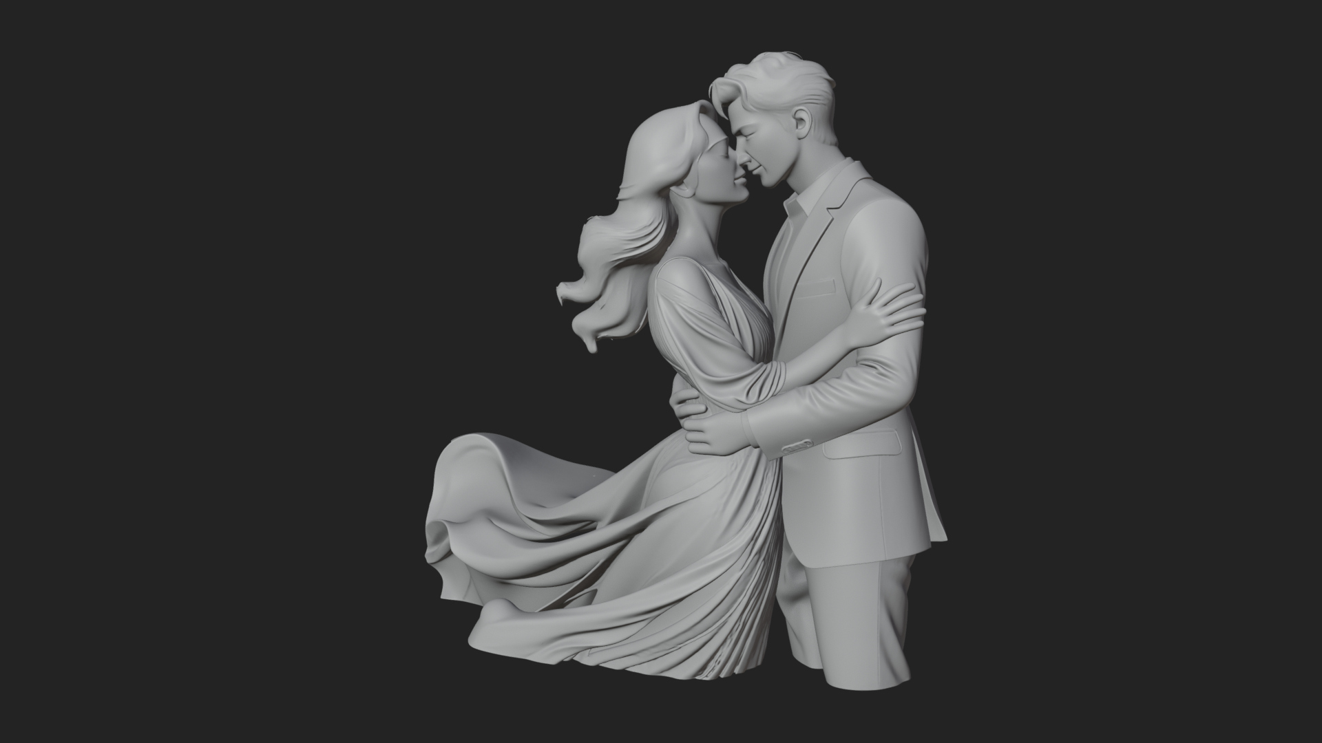 Ballroom Dancing Couple Statue Design 5 3D Print Model 3D Model