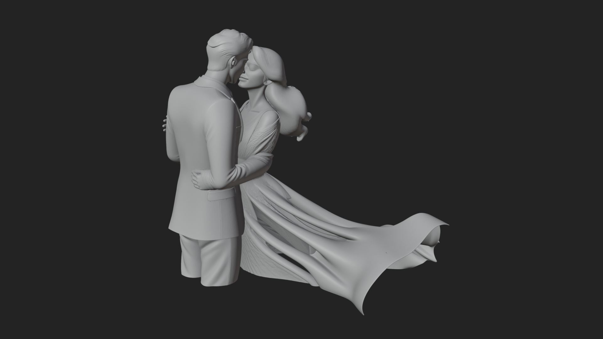 Ballroom Dancing Couple Statue Design 5 3D Print Model 3D Model
