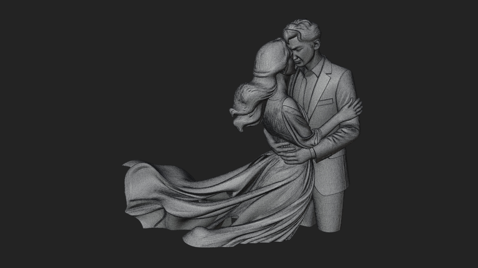 Ballroom Dancing Couple Statue Design 5 3D Print Model 3D Model