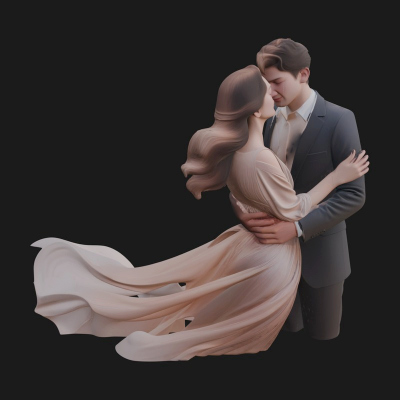 Ballroom Dancing Couple Statue Design 5 3D Print Model