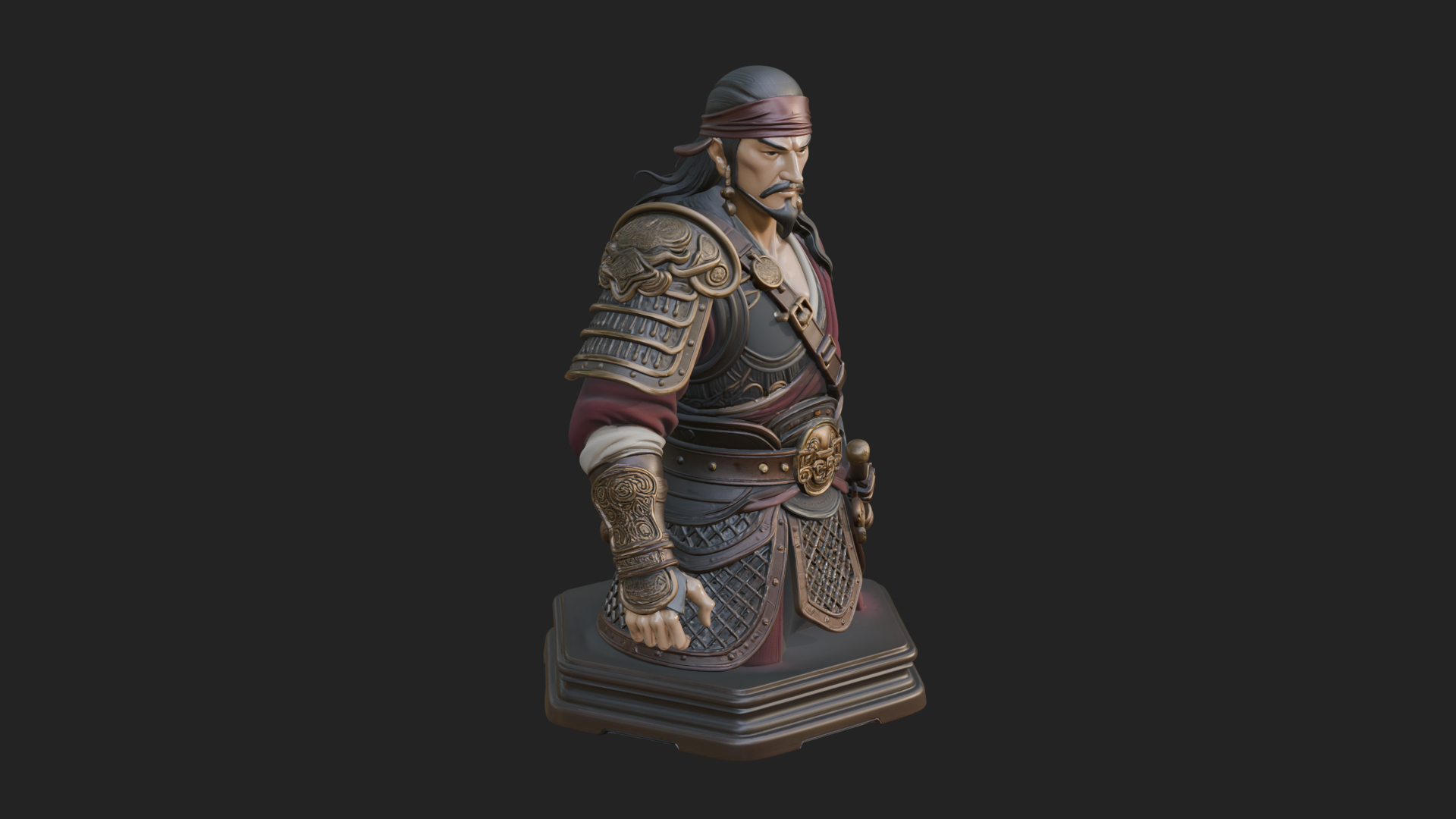 Bandana Warlord Bust Statue Design 1 3D Print Model 3D Model