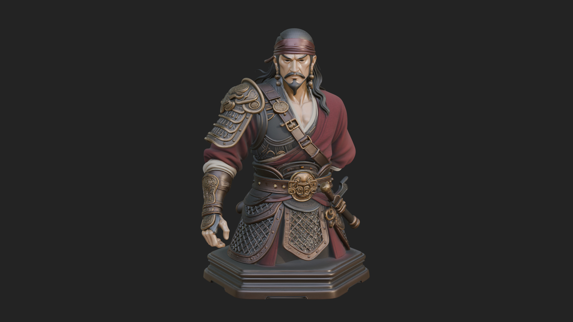 Bandana Warlord Bust Statue Design 1 3D Print Model 3D Model