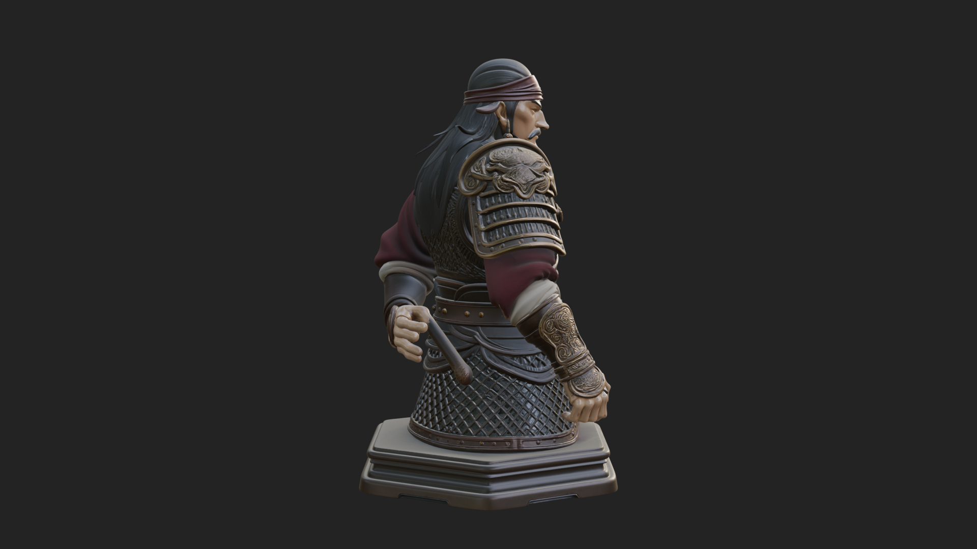 Bandana Warlord Bust Statue Design 1 3D Print Model 3D Model