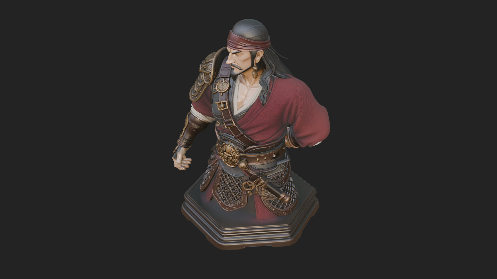 Bandana Warlord Bust Statue Design 1 3D Print Model 3D Model