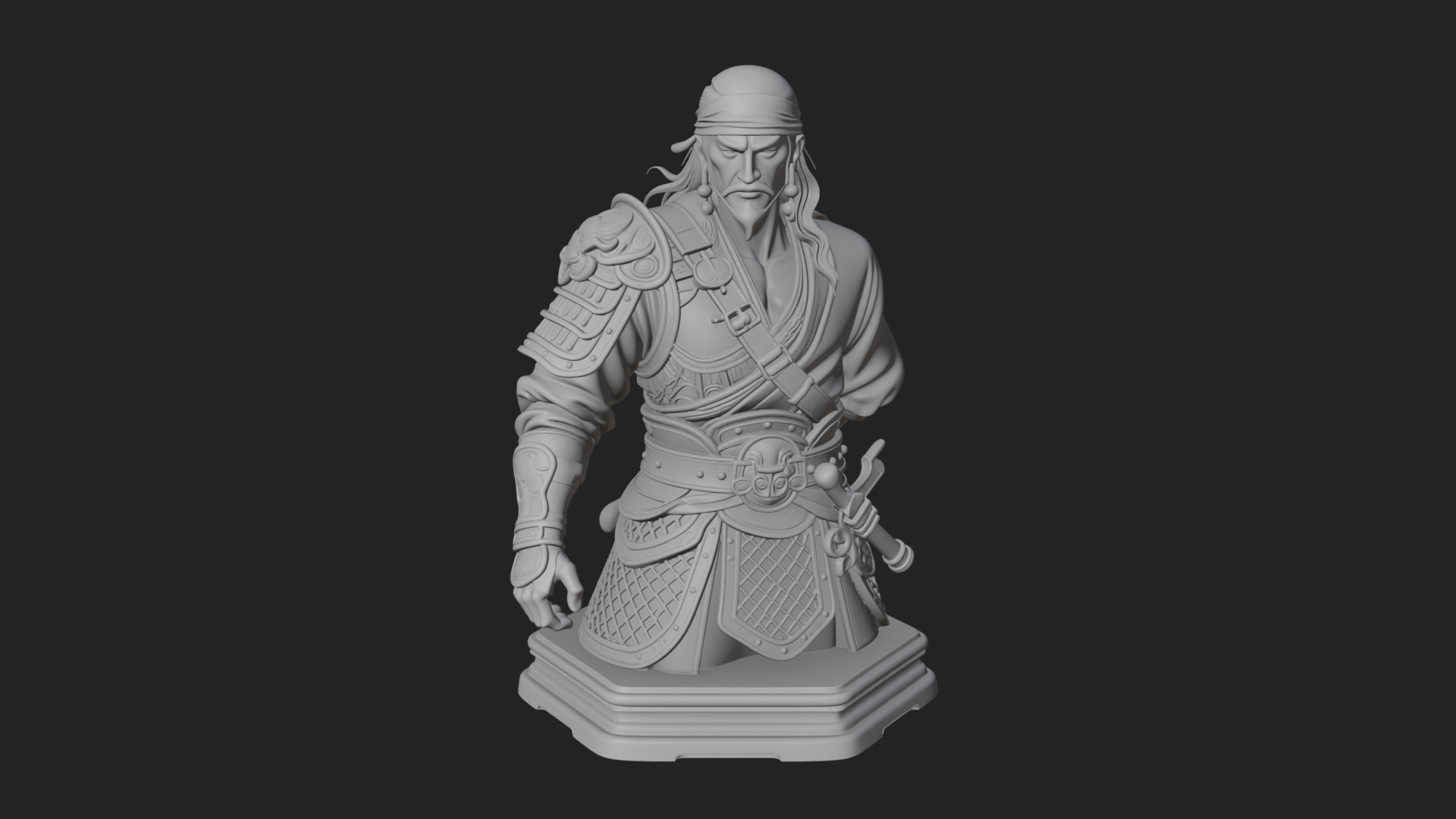 Bandana Warlord Bust Statue Design 1 3D Print Model 3D Model