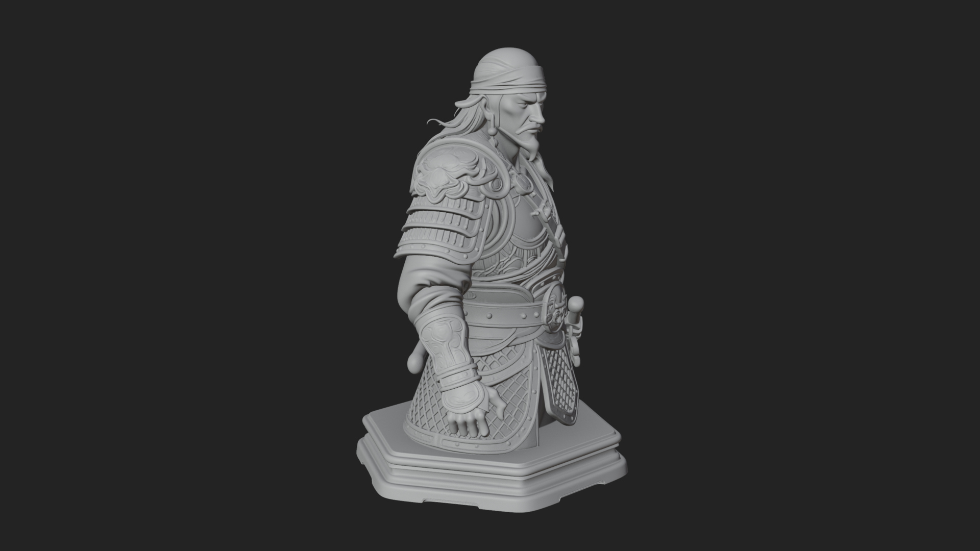 Bandana Warlord Bust Statue Design 1 3D Print Model 3D Model