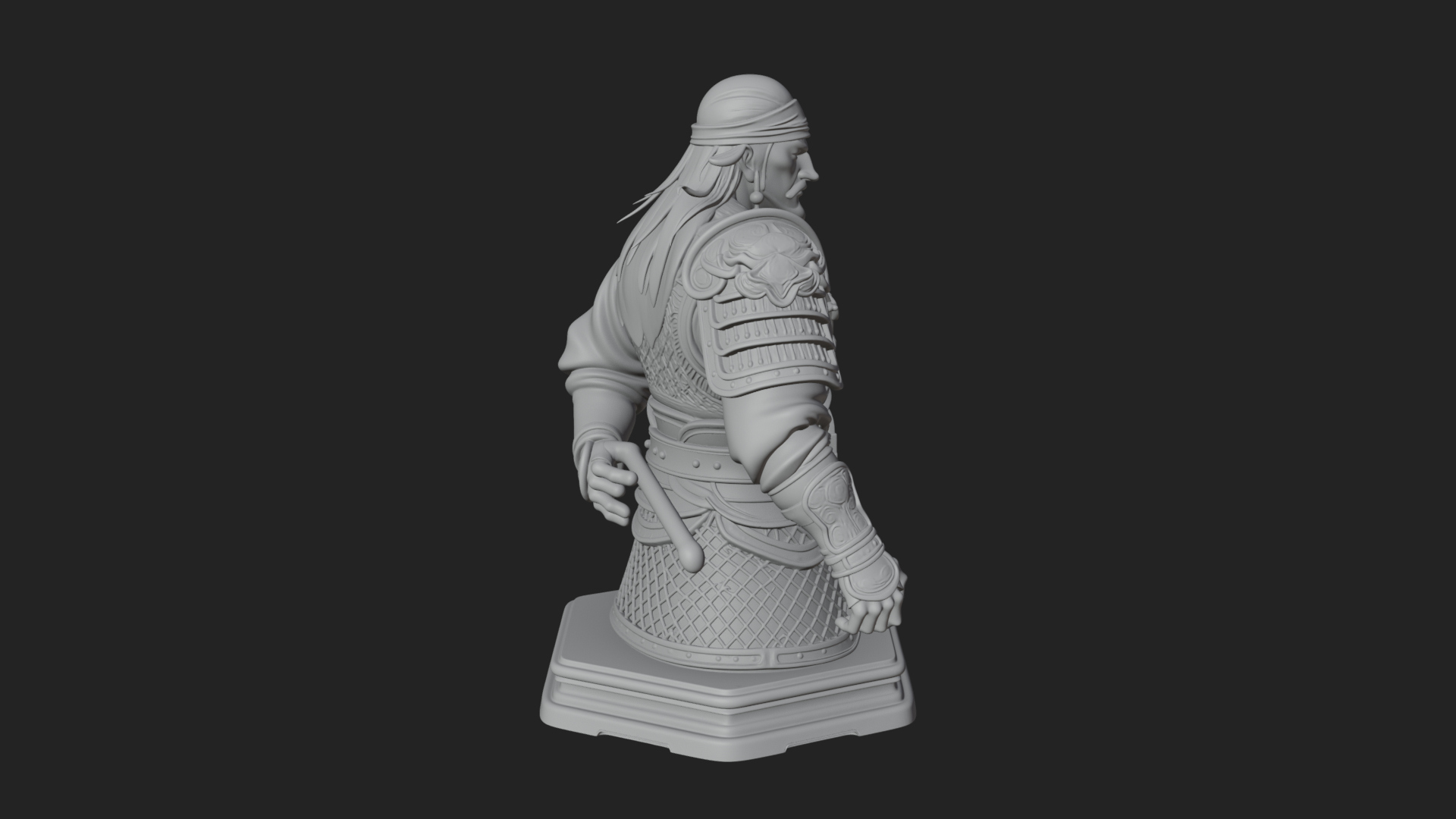 Bandana Warlord Bust Statue Design 1 3D Print Model 3D Model