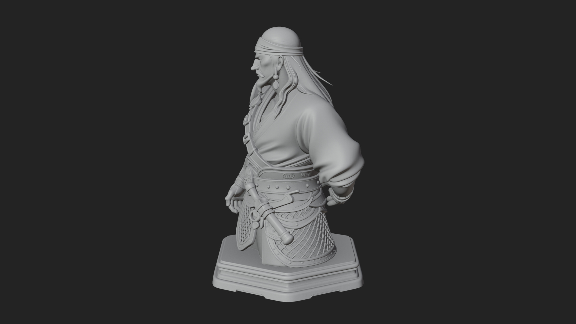 Bandana Warlord Bust Statue Design 1 3D Print Model 3D Model