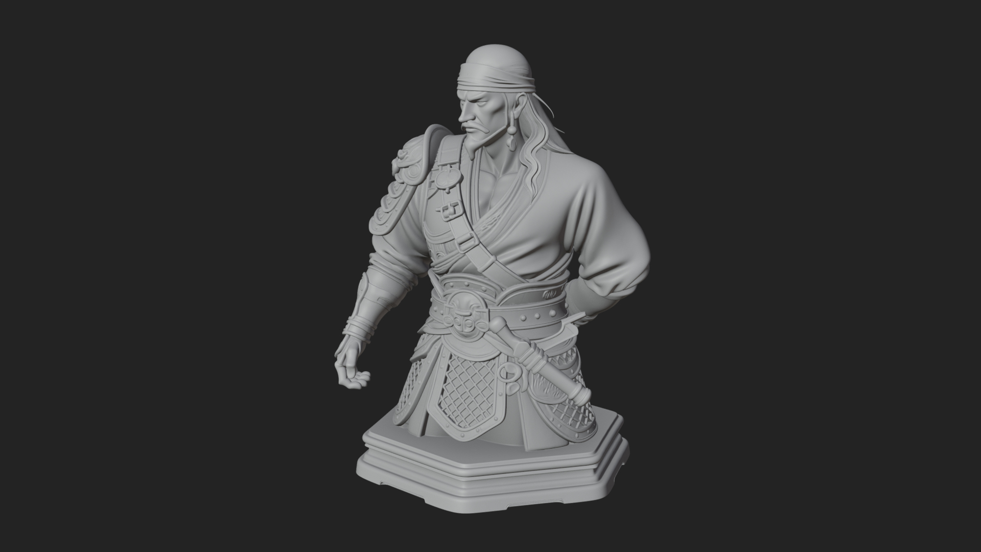 Bandana Warlord Bust Statue Design 1 3D Print Model 3D Model