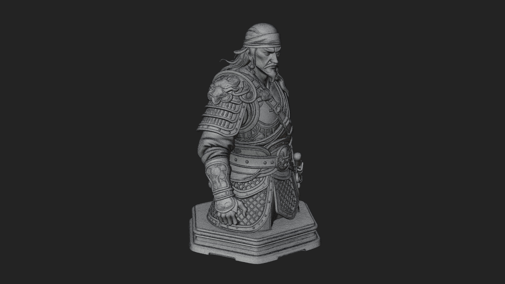 Bandana Warlord Bust Statue Design 1 3D Print Model 3D Model