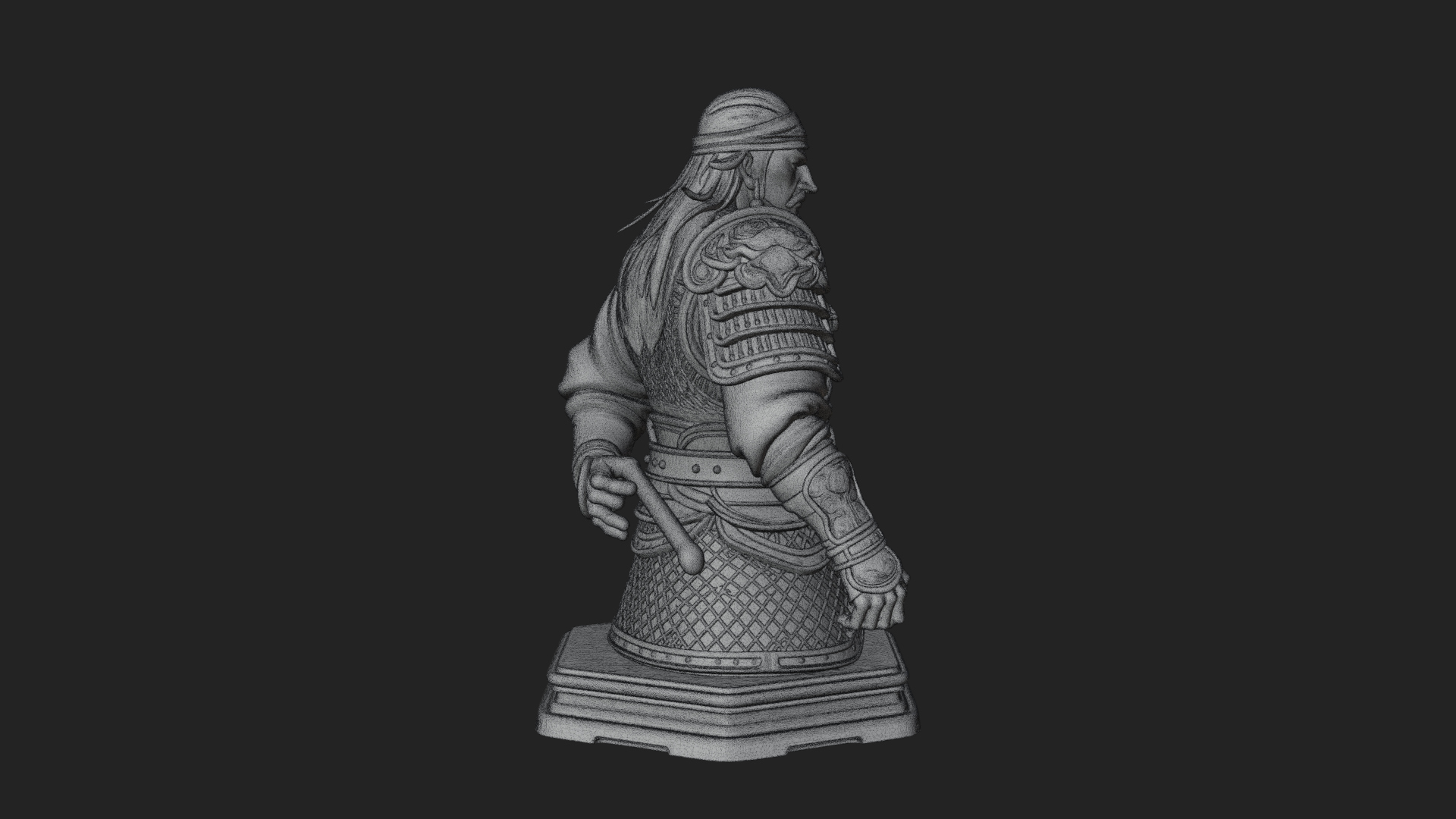 Bandana Warlord Bust Statue Design 1 3D Print Model 3D Model