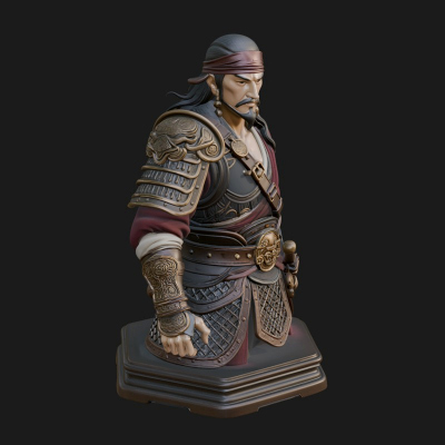 Bandana Warlord Bust Statue Design 1 3D Print Model