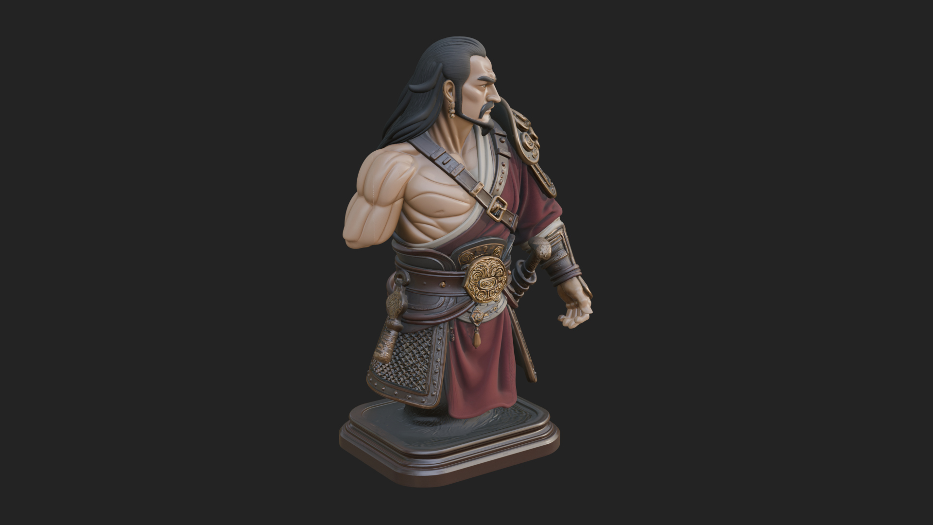 Bandana Warlord Bust Statue Design 2 3D Print Model 3D Model