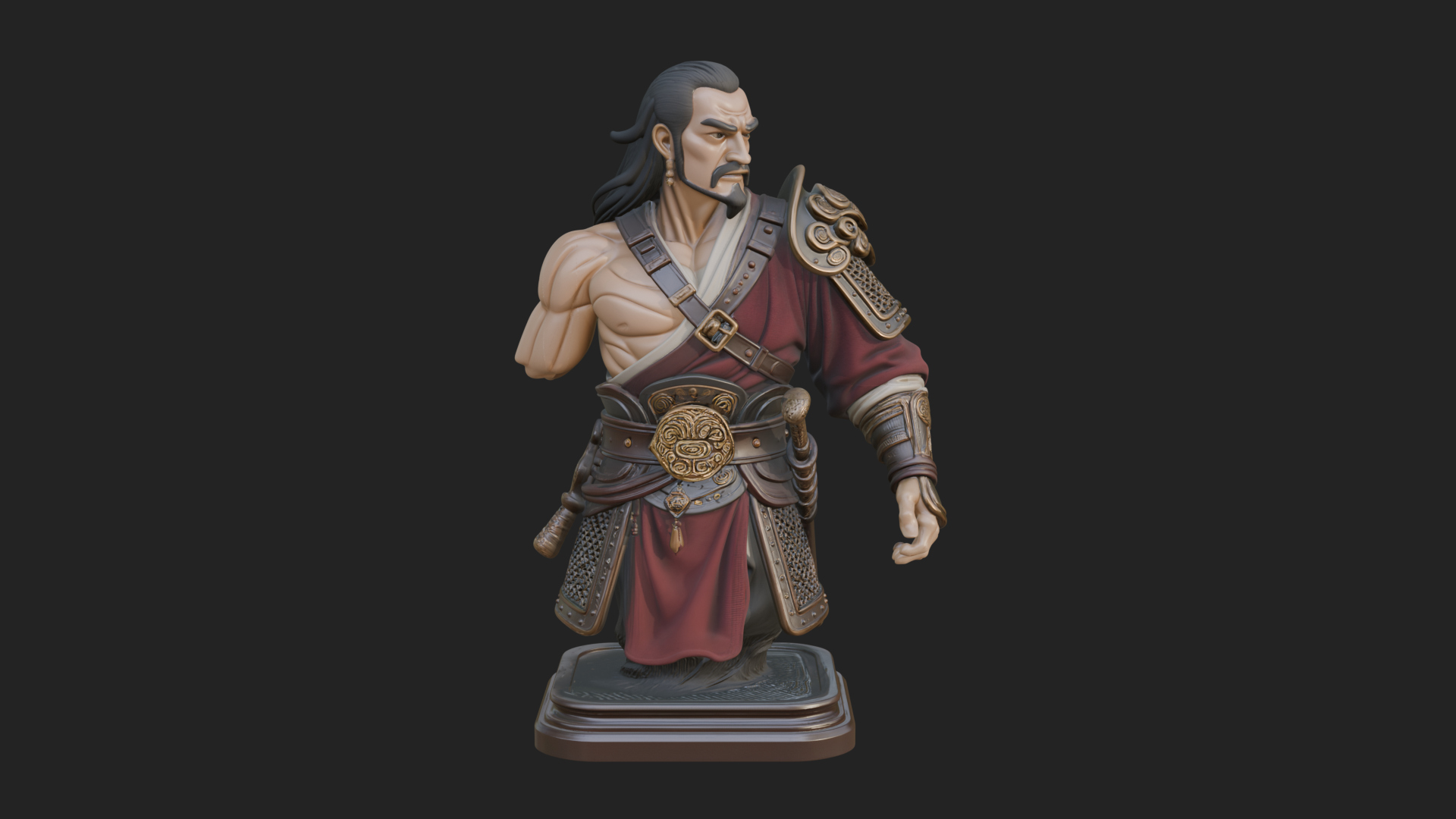 Bandana Warlord Bust Statue Design 2 3D Print Model 3D Model