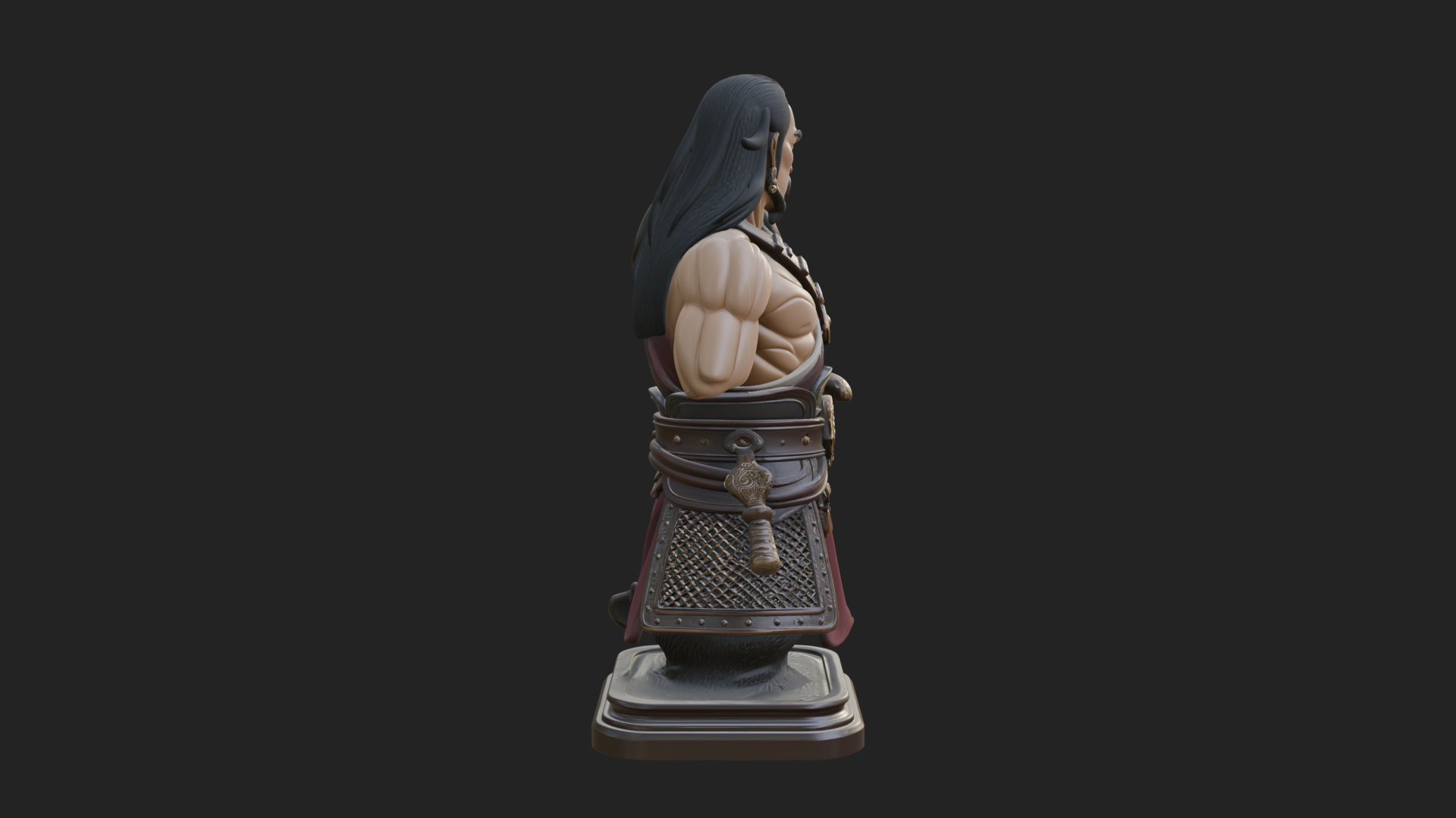 Bandana Warlord Bust Statue Design 2 3D Print Model 3D Model