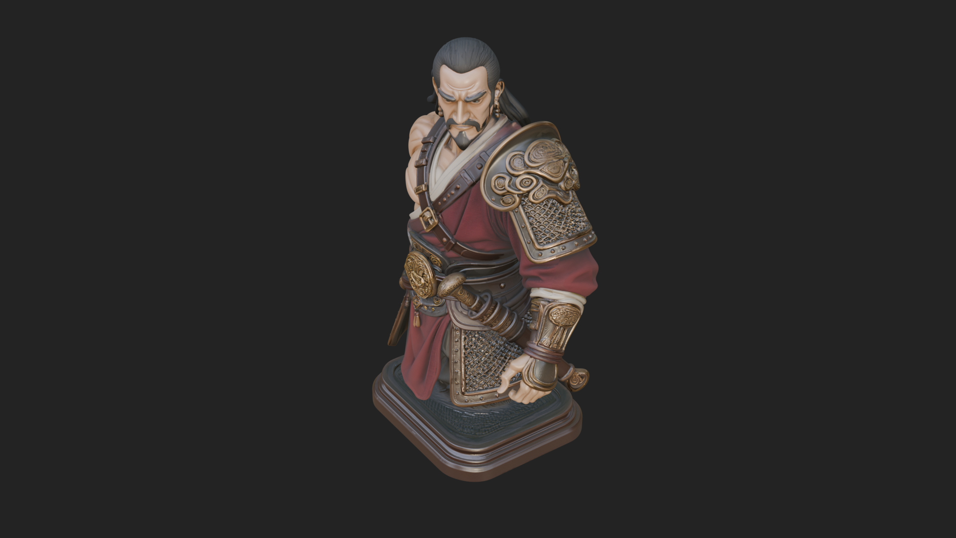 Bandana Warlord Bust Statue Design 2 3D Print Model 3D Model