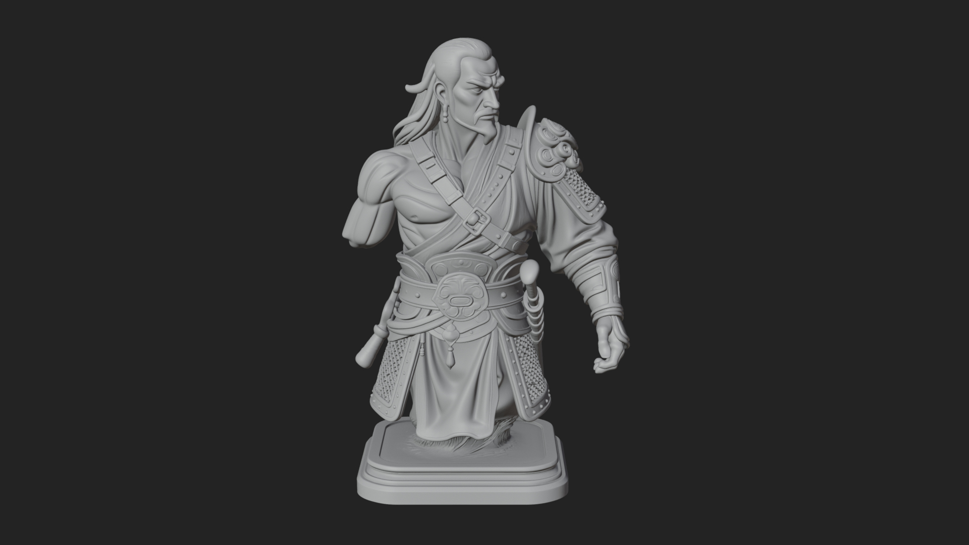 Bandana Warlord Bust Statue Design 2 3D Print Model 3D Model