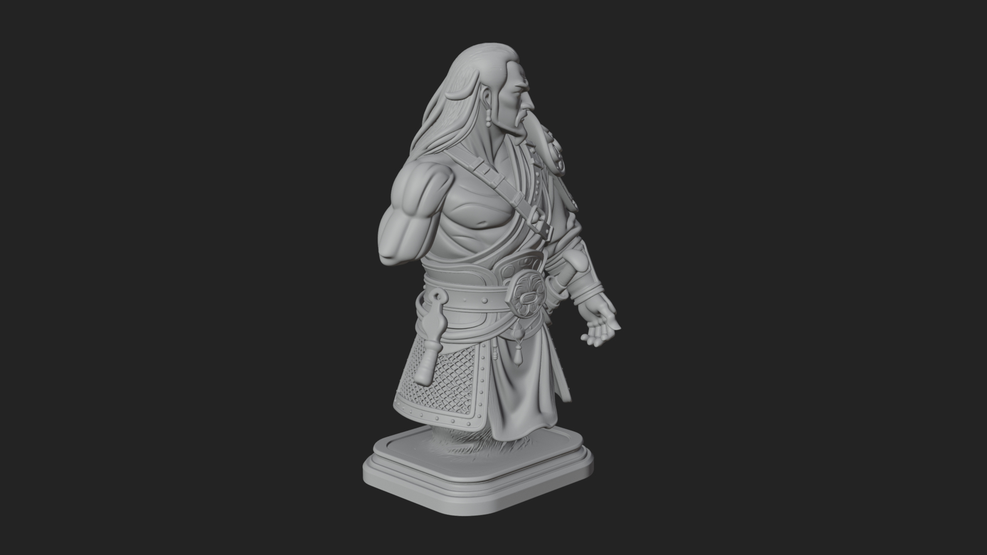 Bandana Warlord Bust Statue Design 2 3D Print Model 3D Model