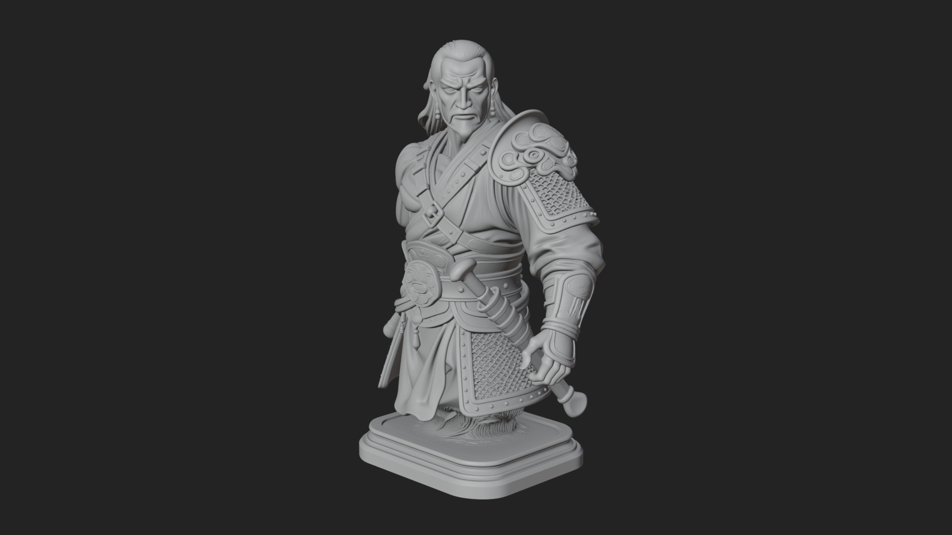 Bandana Warlord Bust Statue Design 2 3D Print Model 3D Model
