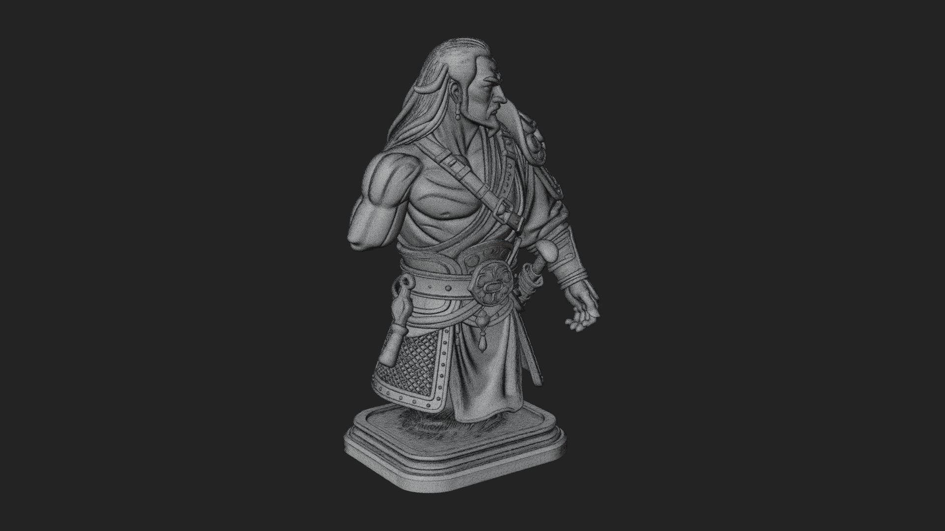 Bandana Warlord Bust Statue Design 2 3D Print Model 3D Model