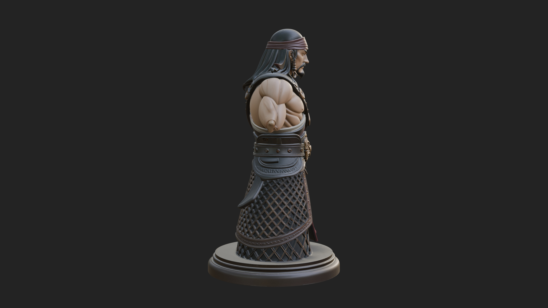 Bandana Warlord Bust Statue Design 3 3D Print Model 3D Model