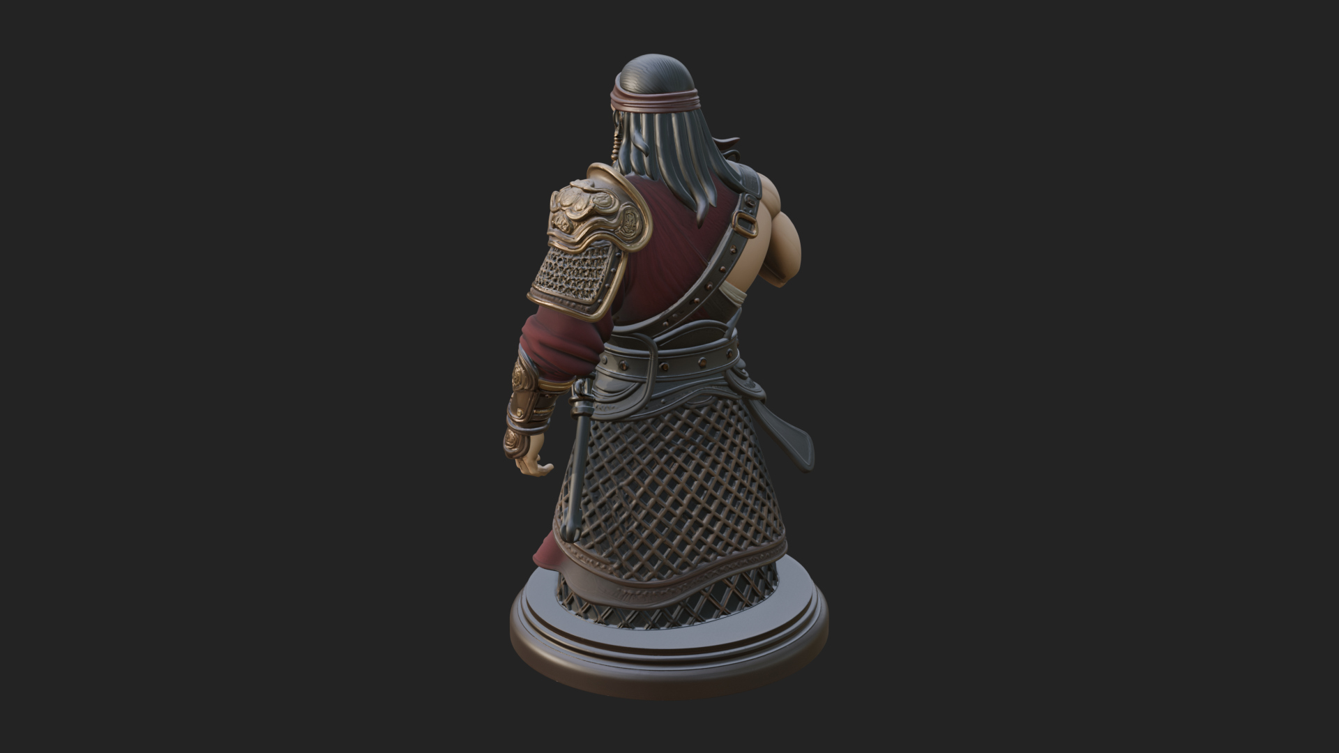 Bandana Warlord Bust Statue Design 3 3D Print Model 3D Model