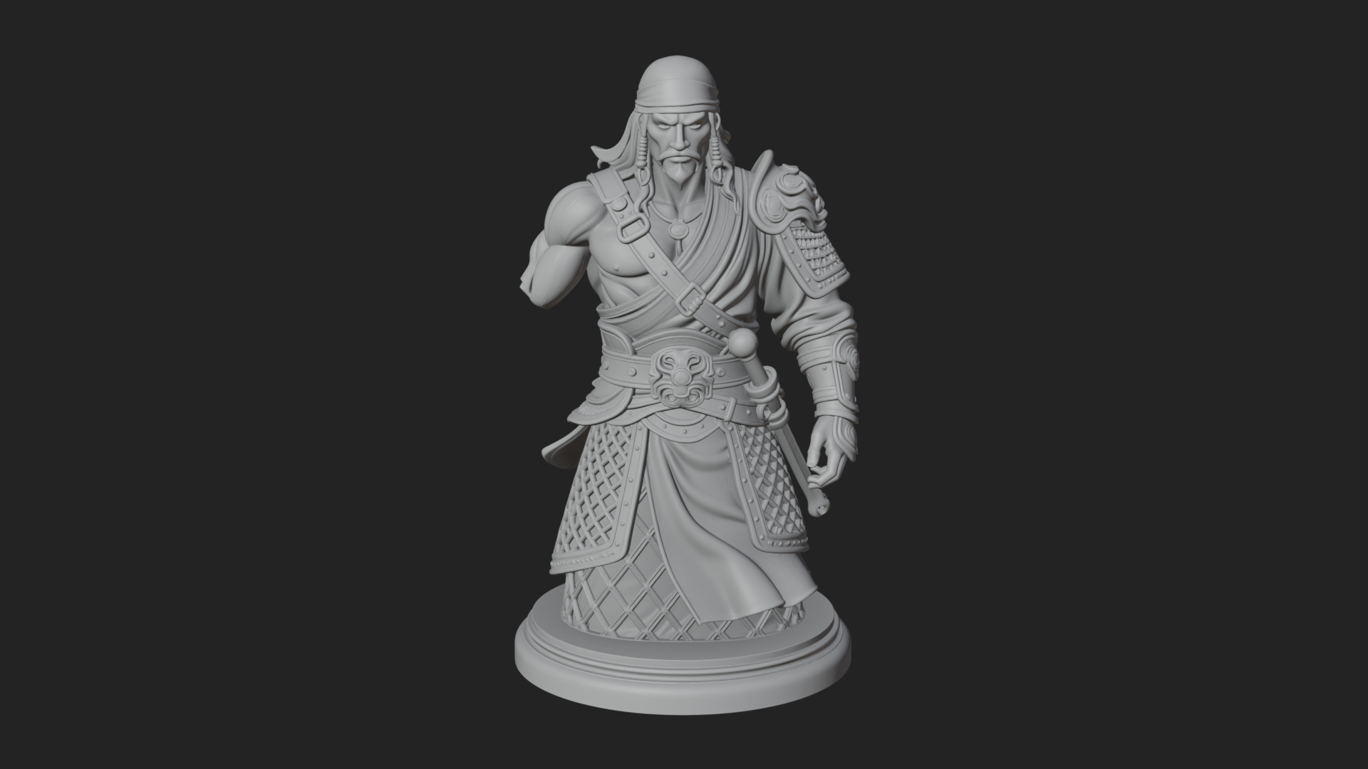 Bandana Warlord Bust Statue Design 3 3D Print Model 3D Model