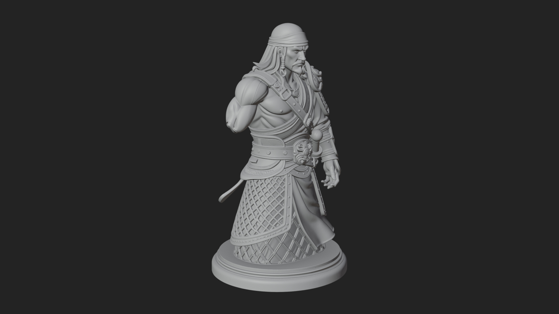 Bandana Warlord Bust Statue Design 3 3D Print Model 3D Model