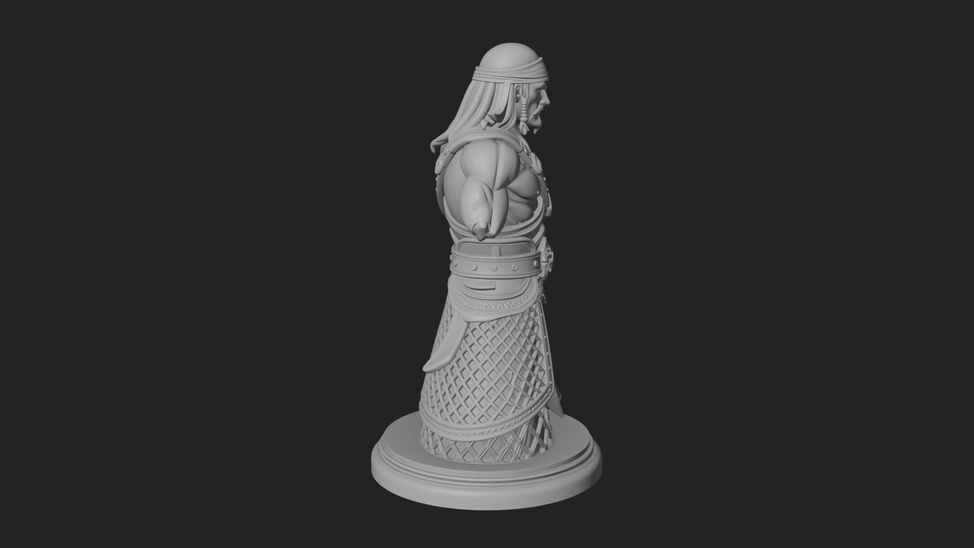 Bandana Warlord Bust Statue Design 3 3D Print Model 3D Model