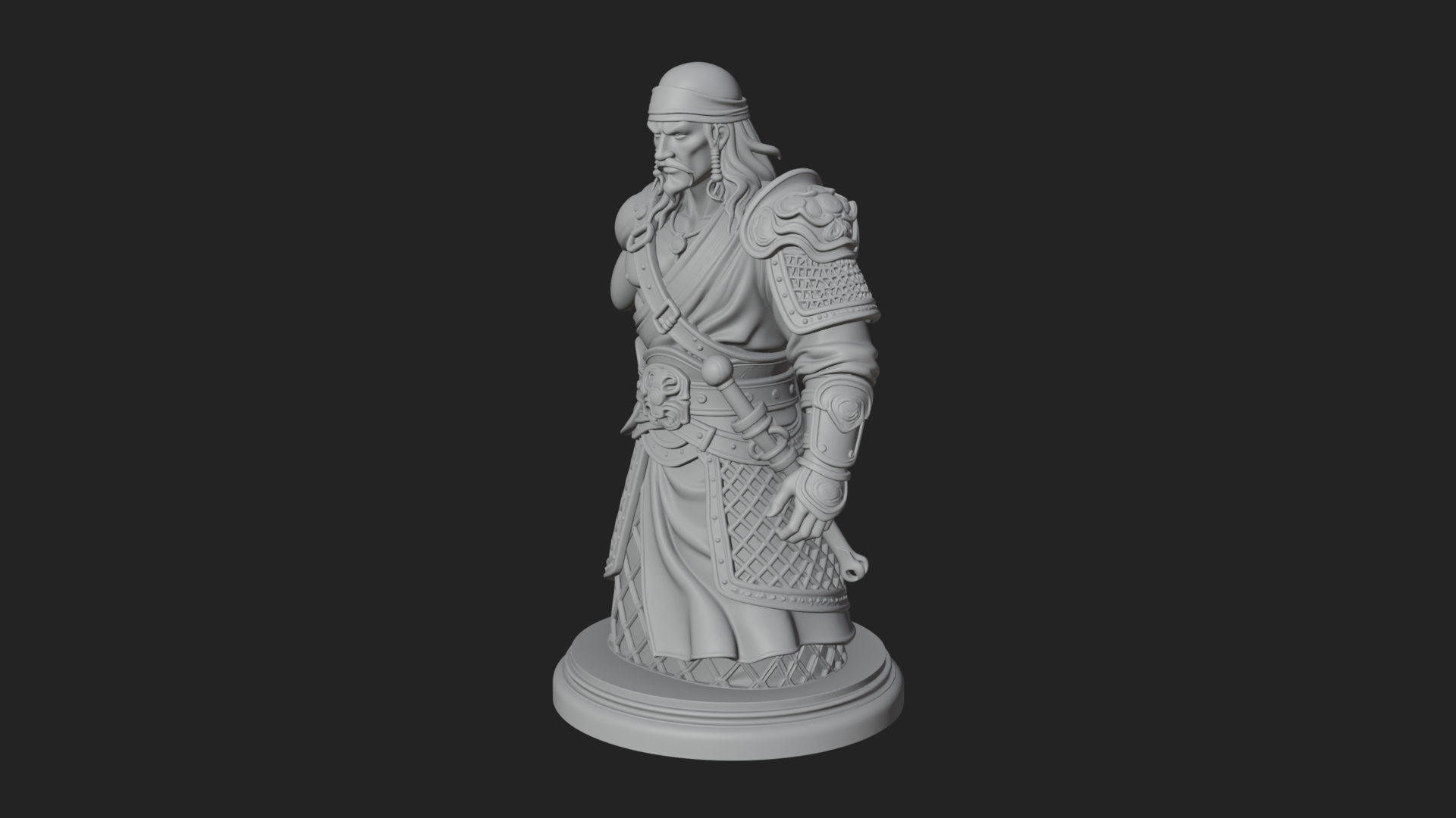 Bandana Warlord Bust Statue Design 3 3D Print Model 3D Model