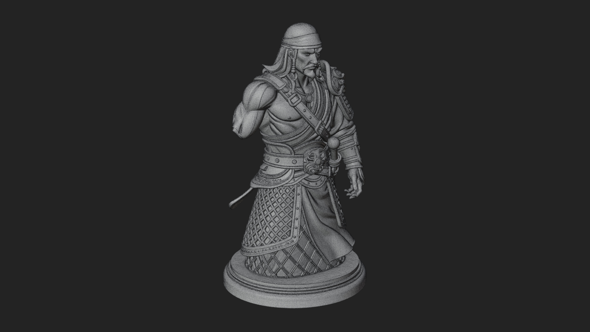 Bandana Warlord Bust Statue Design 3 3D Print Model 3D Model