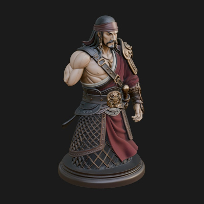 Bandana Warlord Bust Statue Design 3 3D Print Model