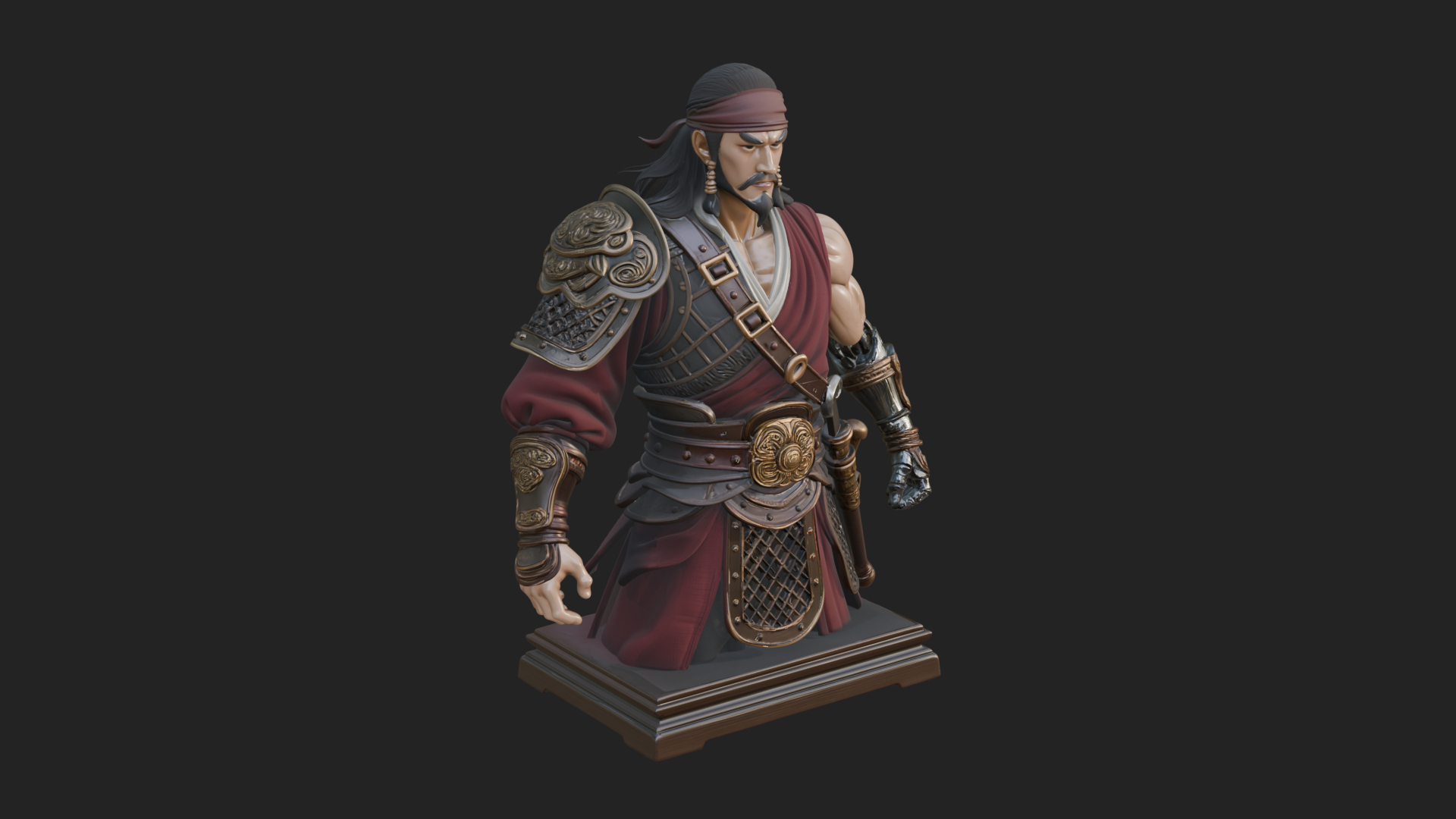 Bandana Warlord Bust Statue Design 4 3D Print Model 3D Model