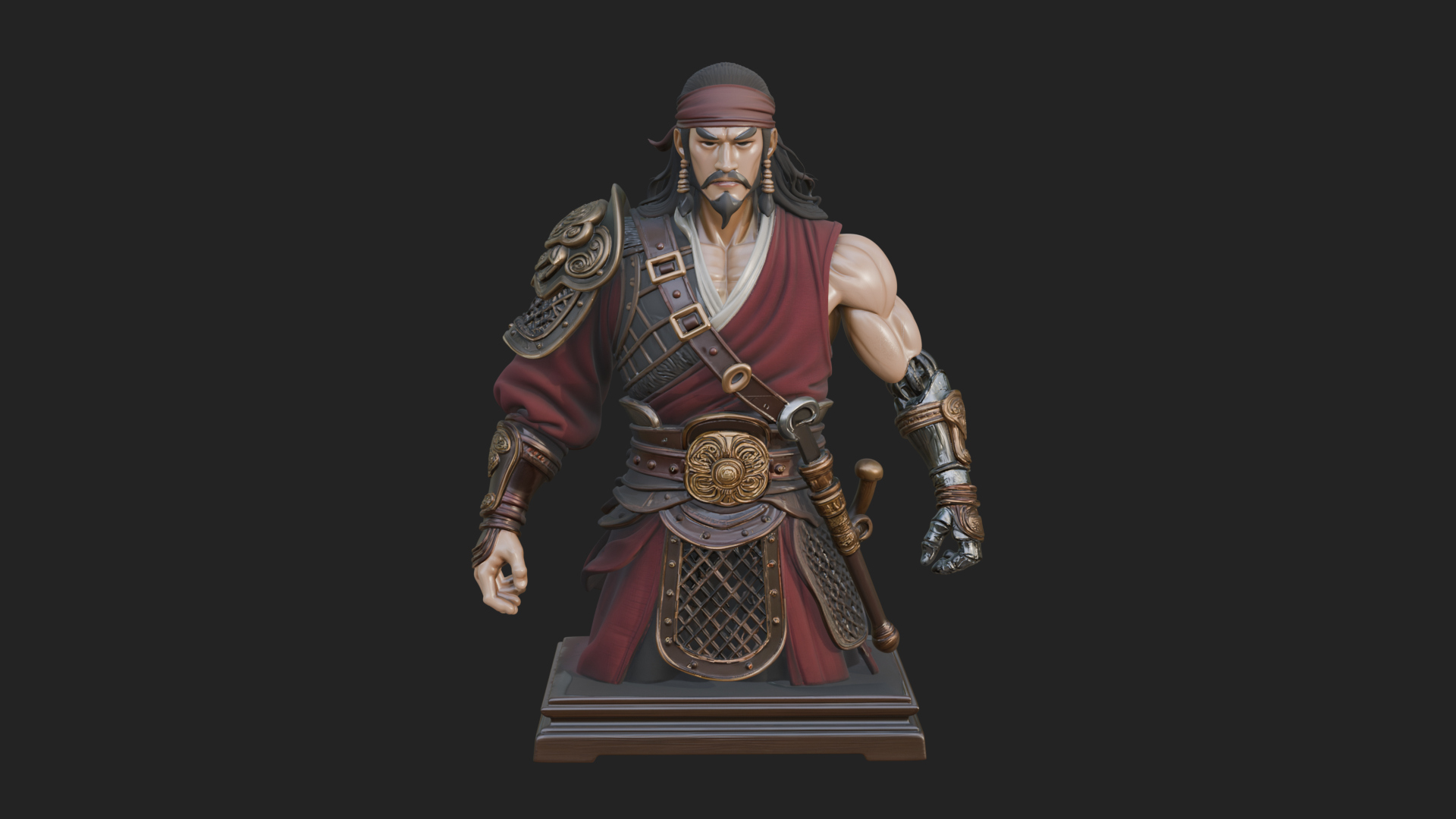 Bandana Warlord Bust Statue Design 4 3D Print Model 3D Model