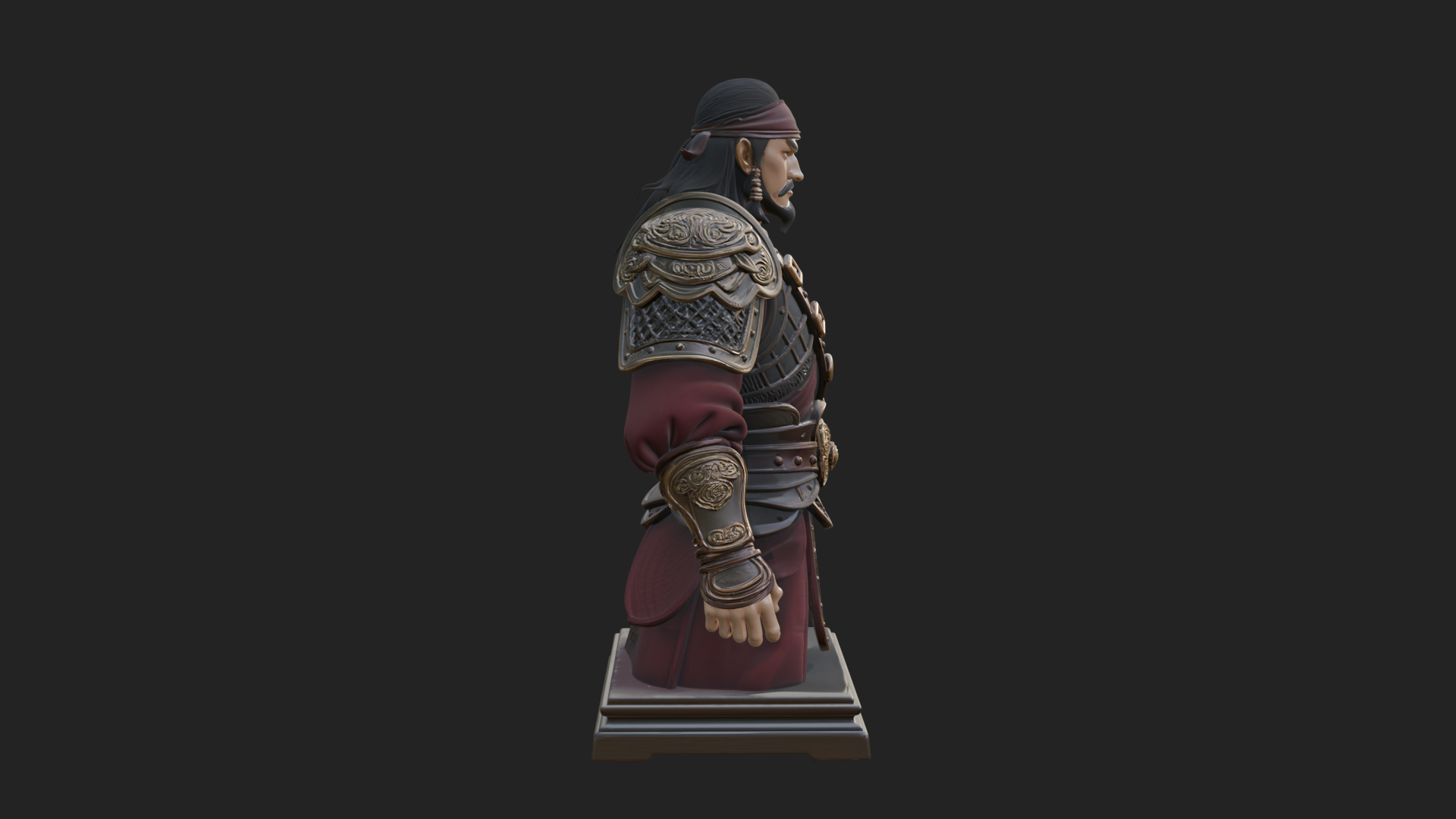 Bandana Warlord Bust Statue Design 4 3D Print Model 3D Model