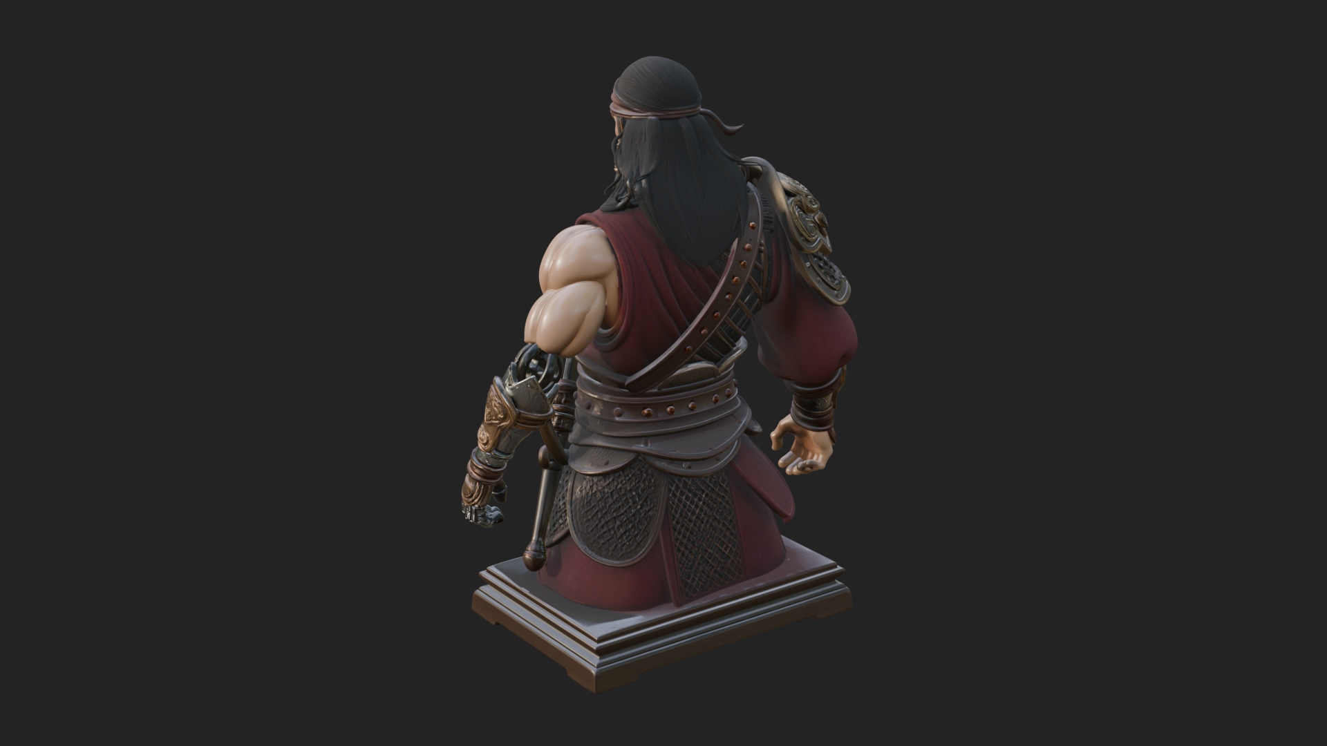 Bandana Warlord Bust Statue Design 4 3D Print Model 3D Model