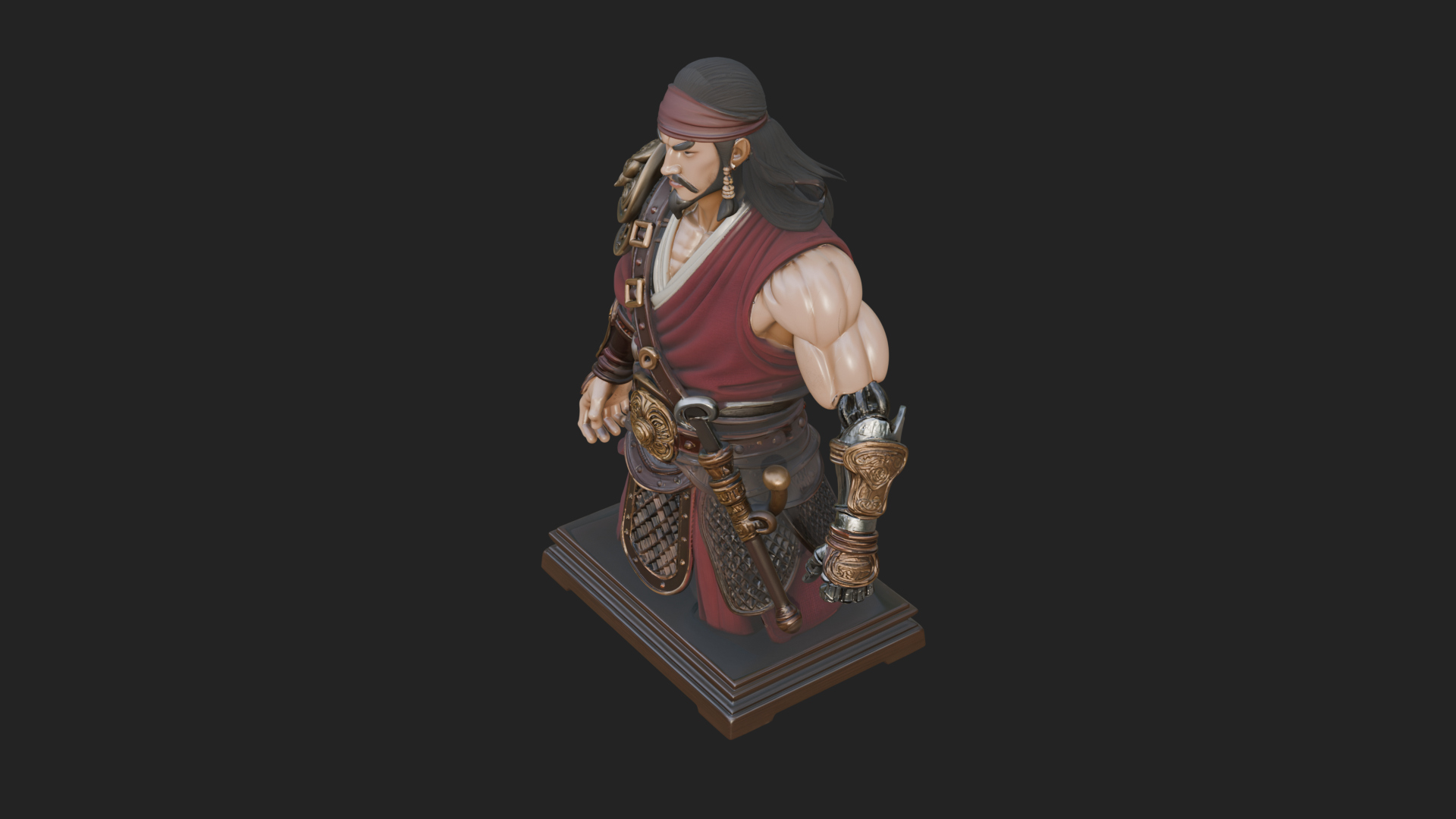 Bandana Warlord Bust Statue Design 4 3D Print Model 3D Model
