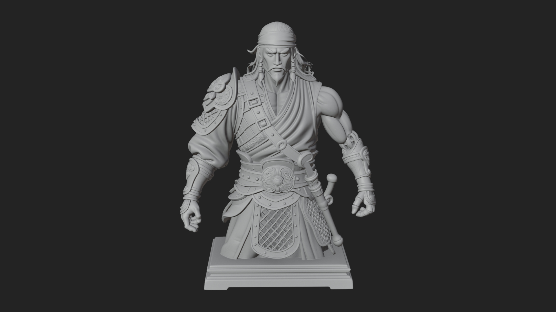 Bandana Warlord Bust Statue Design 4 3D Print Model 3D Model