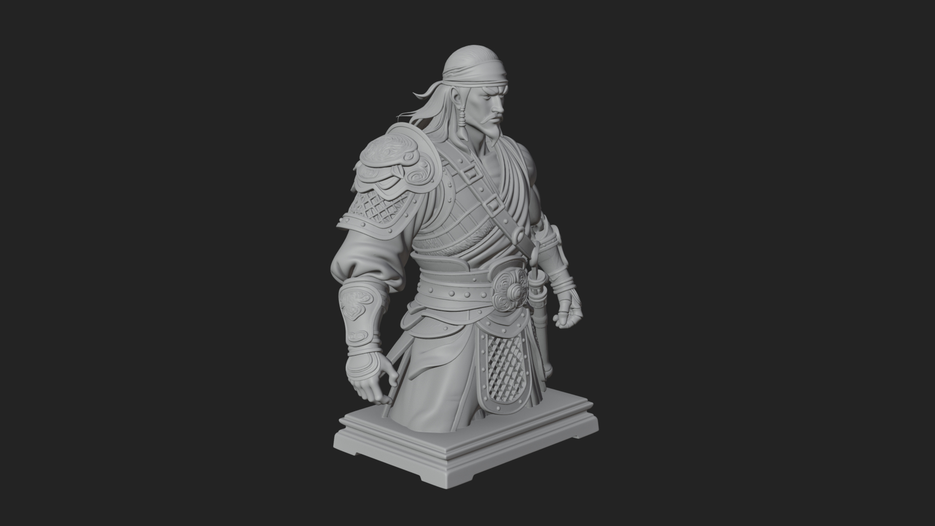Bandana Warlord Bust Statue Design 4 3D Print Model 3D Model