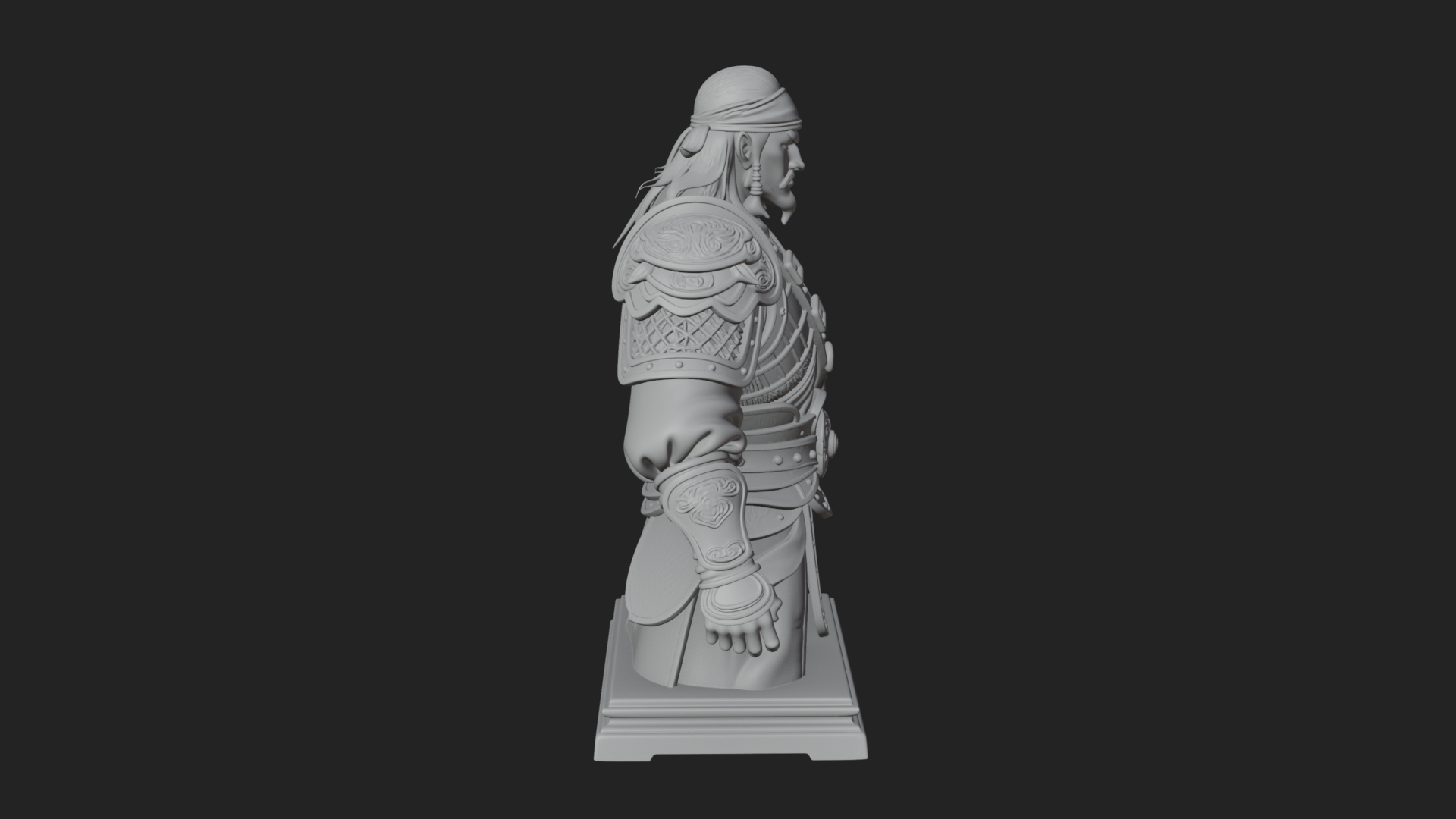 Bandana Warlord Bust Statue Design 4 3D Print Model 3D Model