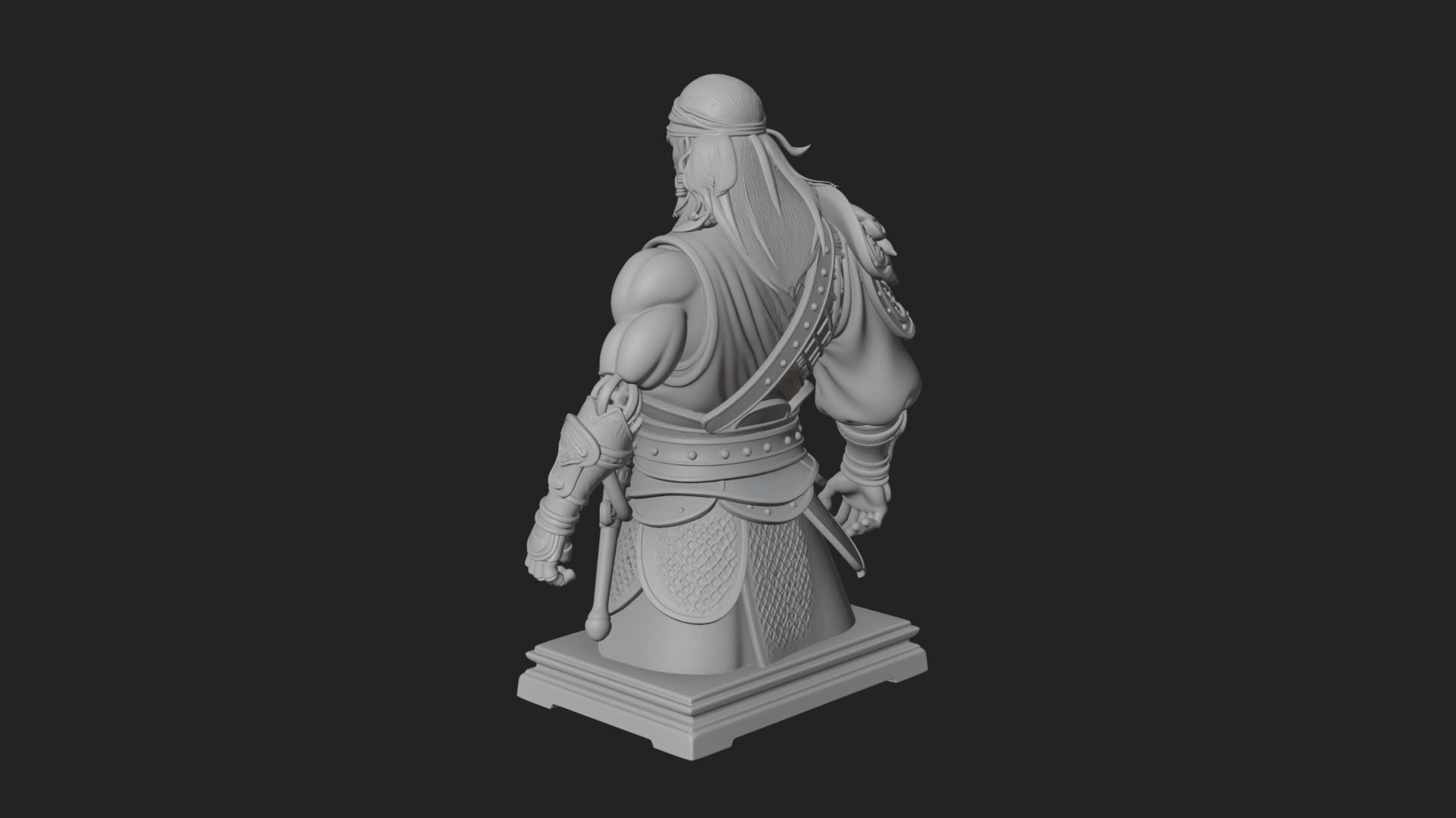 Bandana Warlord Bust Statue Design 4 3D Print Model 3D Model
