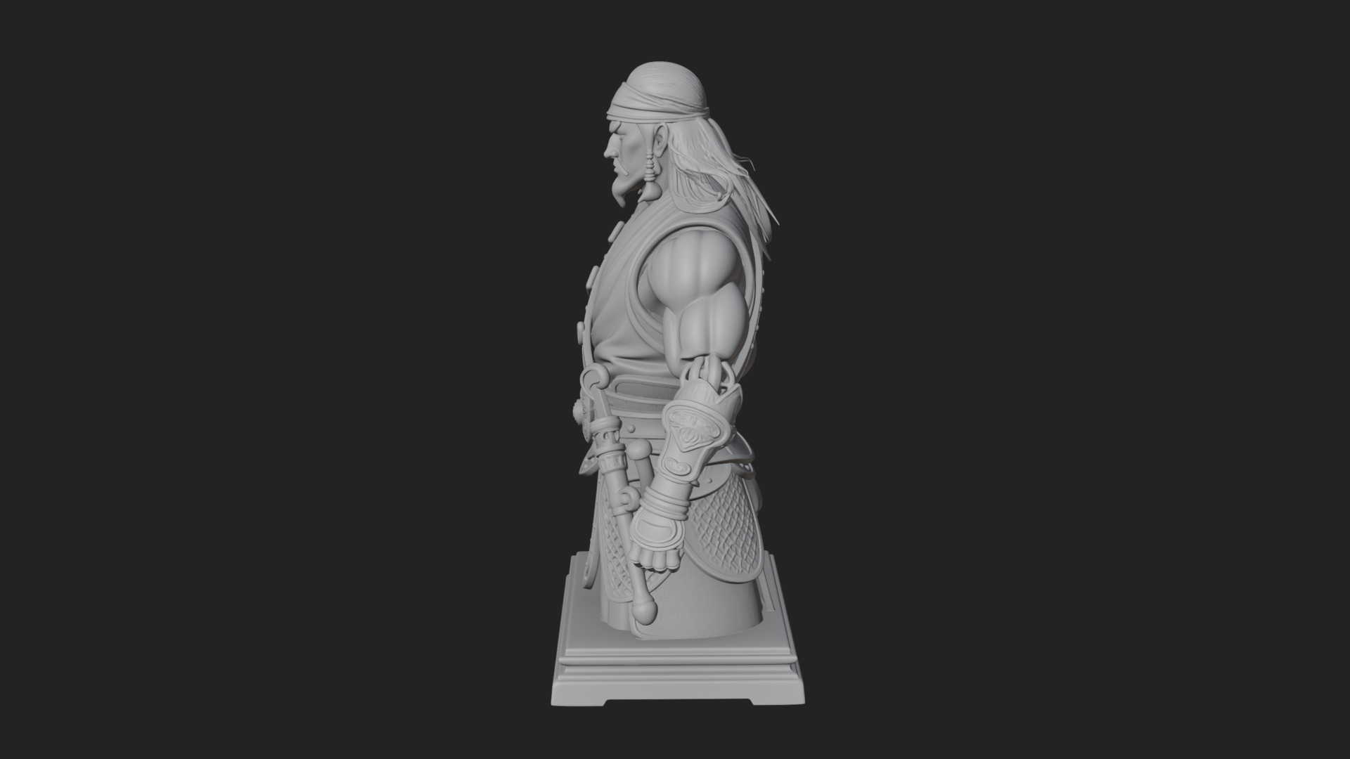 Bandana Warlord Bust Statue Design 4 3D Print Model 3D Model