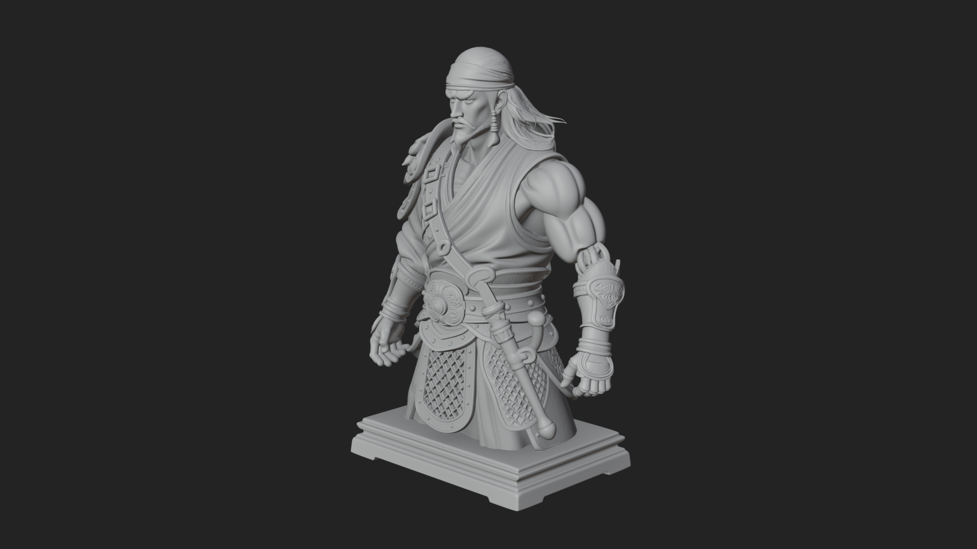 Bandana Warlord Bust Statue Design 4 3D Print Model 3D Model