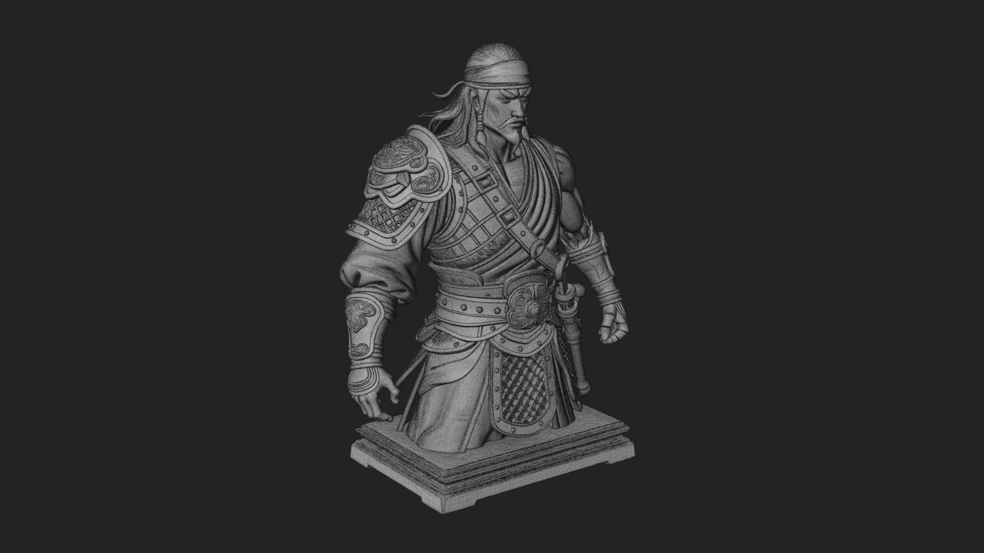 Bandana Warlord Bust Statue Design 4 3D Print Model 3D Model