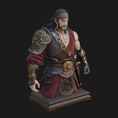 Bandana Warlord Bust Statue Design 4 3D Print Model