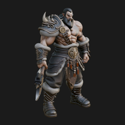 Barbarian Warlord Statue Design 1 3D Print Model