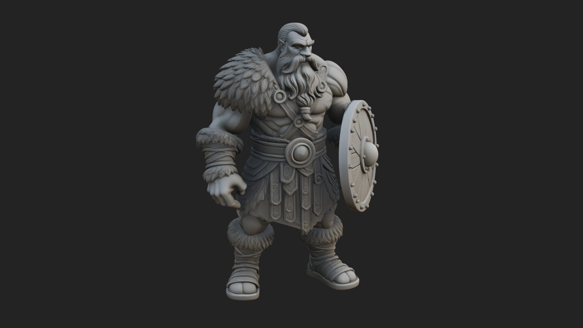 Barbarian Warlord Statue Design 11 3D Print Model 3D Model