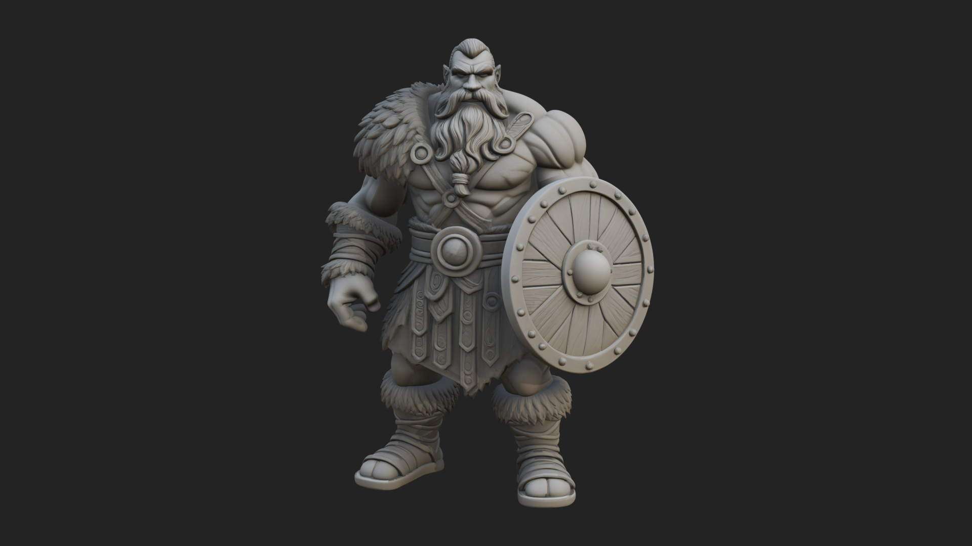 Barbarian Warlord Statue Design 11 3D Print Model 3D Model